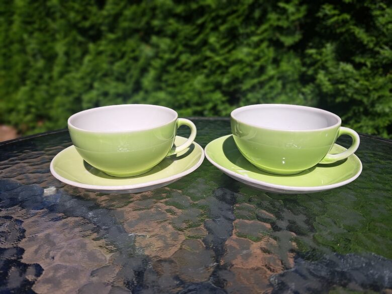 Tējas pāri, servīze "Marijka", monohroma gaiši zaļa krāsa bez zelta, PFF (Marijka 100)