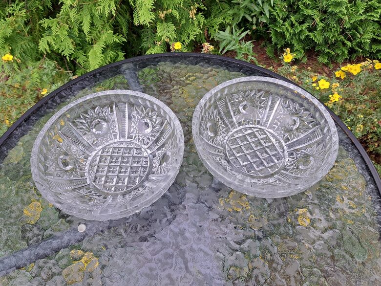 Lielās apaļas salātu kristāla bļodas. Periods: 1980.ie, PSRS (Kristāls sk 68)