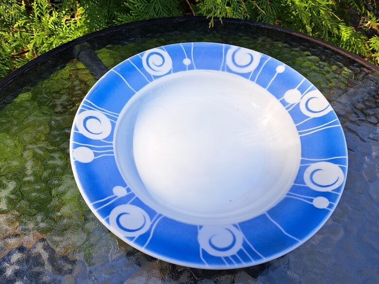 Zupas šķīvis Nr.1 d=24cm, zila mala, reta fajansa pusdienu servīze "Diāna", PFF (Diāna pusd 33)