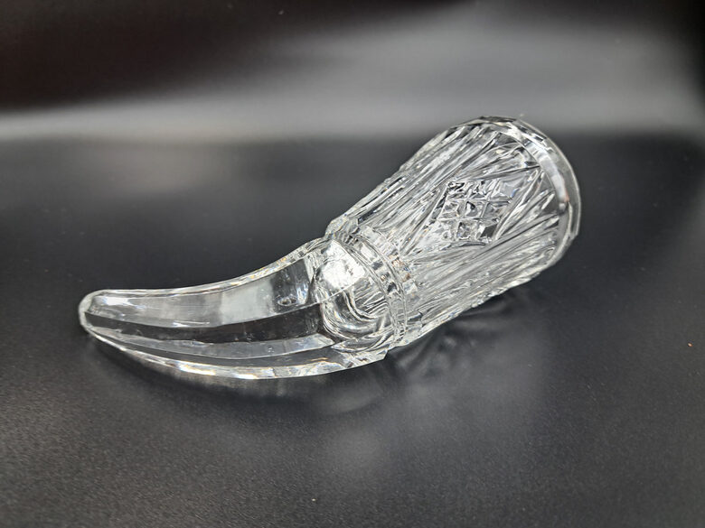 Glāze-rags 75ml, kristāls, caurspīdīgs, rokas gravēšana (tehnika ir dimanta slīpējums), ķīmiskā pulēšana, PSRS (Kristāla citi 54)