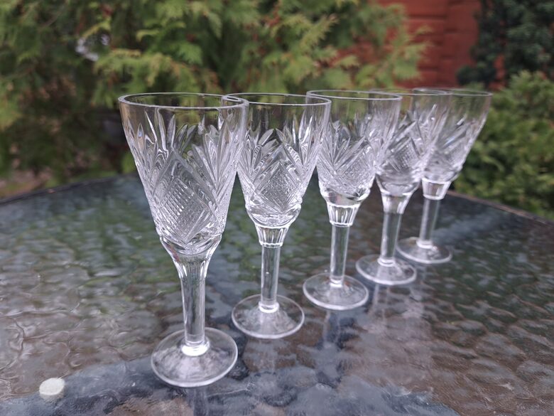 Kristāla glāzīte 50ml uz apaļas kājiņas, dimanta rokas gravēšana, Kiejevas mākslas stikla rūpnīca (Kristāls gl 95)