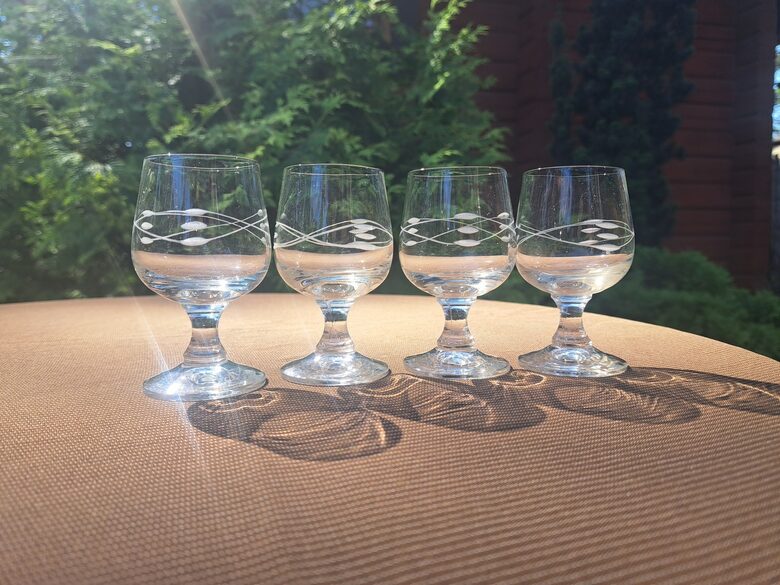 Kristāla glāzīšu 75ml uz kājiņas ar rokas gravēšanu komplekts 4 personām (Kristāls gl 114)