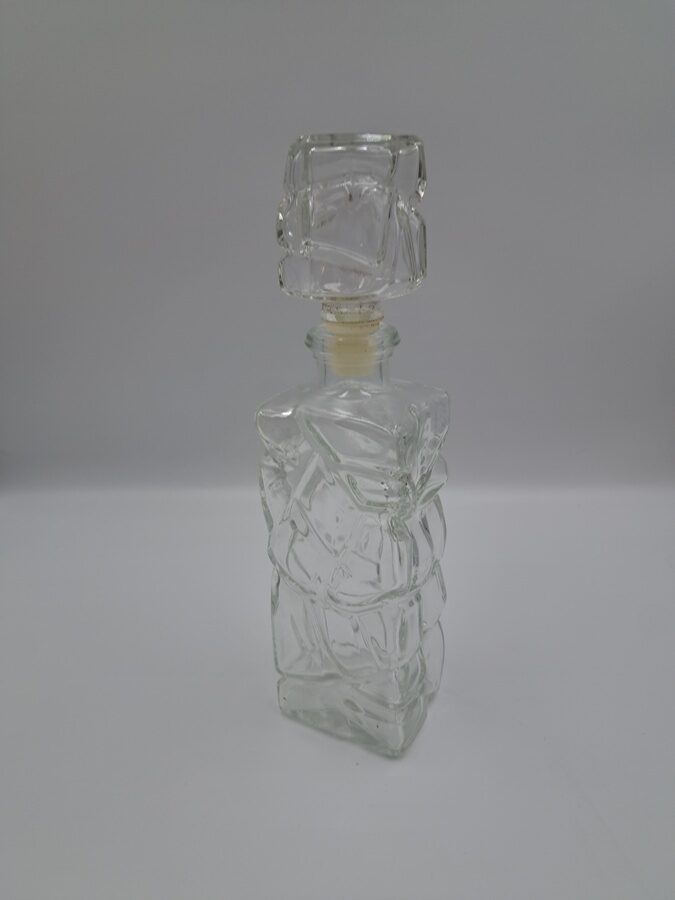 Karafe-pudele stikla ar abstraltu rakstu, taisstūra forma, korķis, 400ml (Karafe st 36)