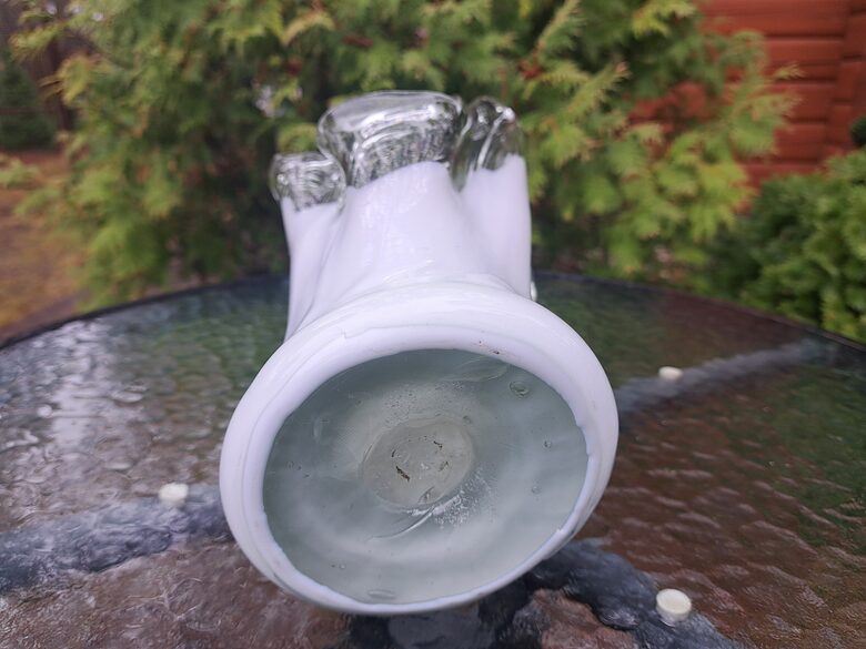 Skaista Murano vāze paina balta un caurspīdīga, h=36cm (Stikla vaze 158)