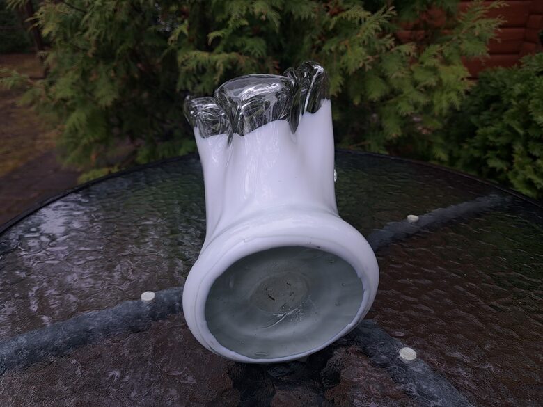 Skaista Murano vāze paina balta un caurspīdīga, h=36cm (Stikla vaze 158)