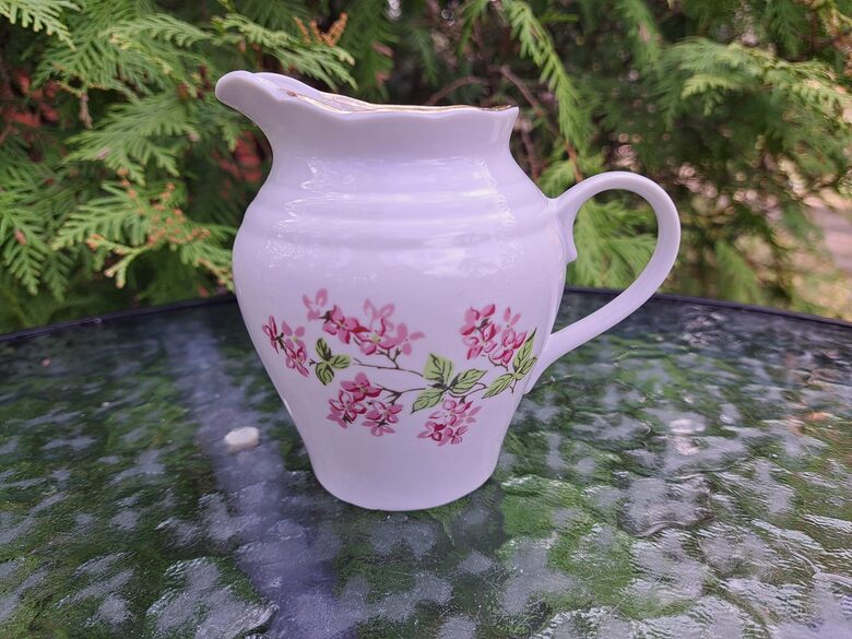 Krējuma kanniņa Nr.2 tējas servīze "Anita" ar mazām rozā puķītēm un zeltu, RPR (Anita 39)