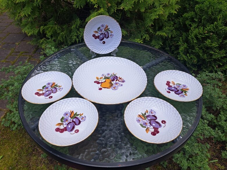 Deserta komplekts 5 personām (5+1) ar plūmēm, zelta apvilkumu un rekjefa virsmu, RPR (Citi 372)