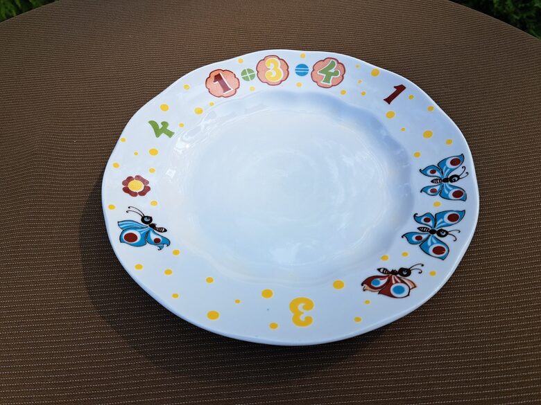 Bērnu otrā ēdiena šķīvis d=20cm ar cipariem, RPR. Forma "Ārija" (Bērnu 144)