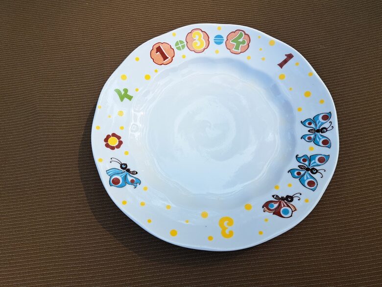 Bērnu otrā ēdiena šķīvis d=20cm ar cipariem, RPR. Forma "Ārija" (Bērnu 144)
