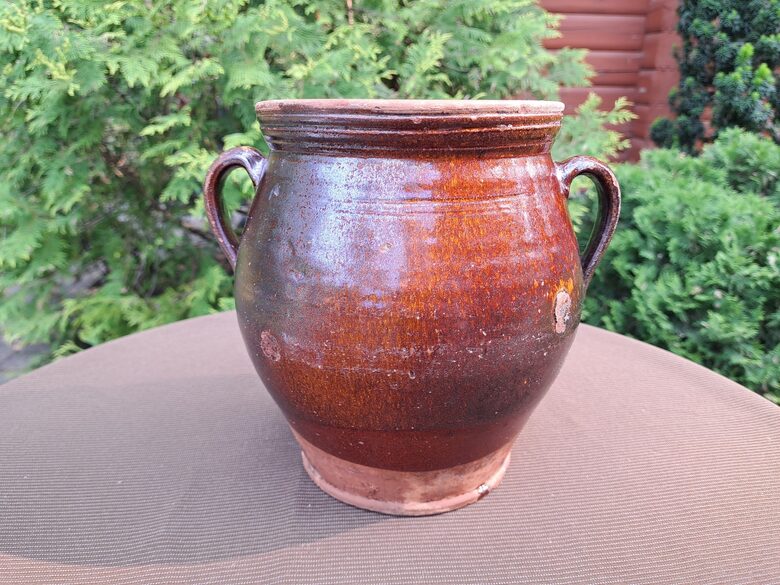 Antīkvārs Viktorijas laika glazēts keramikas podiņš. Periods: 19. gadsimts. Izcelsme, iespējams, Eiropa (Keram 146)