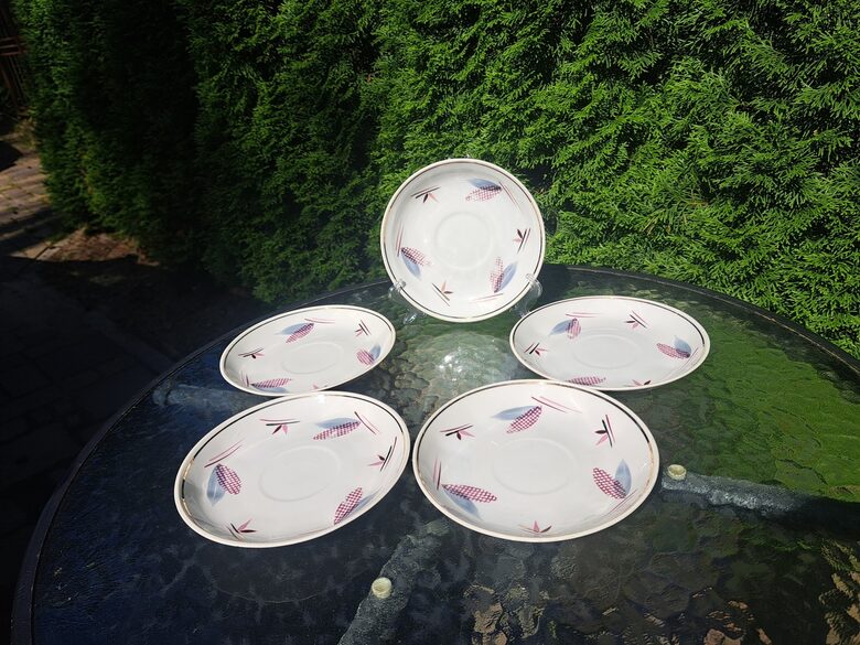 Apalštases "Rubenss" ar zilām un fuksija krāsas lapām (gleznojums) un zeltu, PFF. 1960.-ie gadi (Rubenss 129)