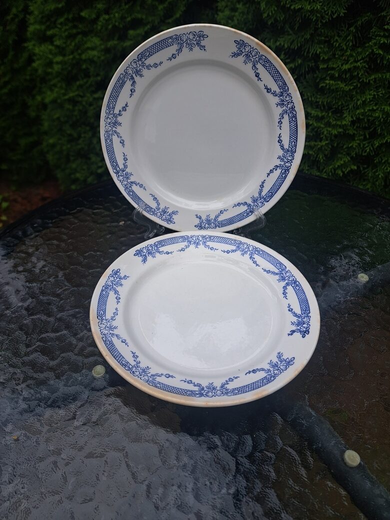 Salātu šķīvji d=20cm ar zilu rožu vainagu, ZIK. Fajanss (ZIK 40)