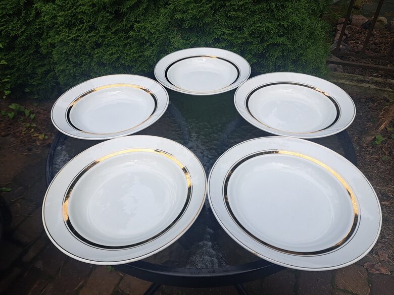 Zupas šķīvis 24cm, fajanss, zelts, taisna mala, ZIK (Citi rpt 44)