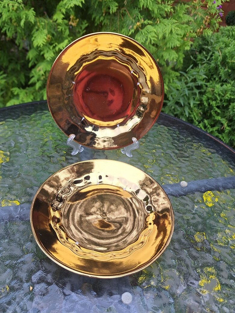 Kūku šķīvji, servīze "Sigulda", pilnīgs zelta pārklājums, RPR (Sigulda 208)