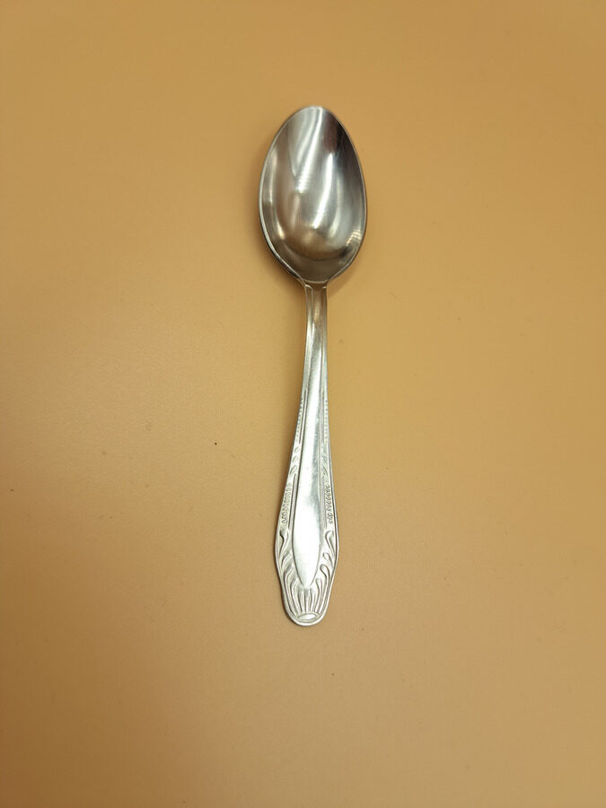 Tējas karote, nerūsējošais tērauds ar skaistu rakstu, PSRS.  Garums 14cm (Metāls 138)