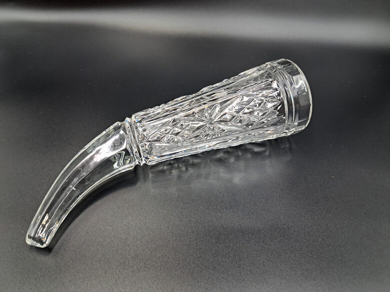 Glāze-rags Nr.1, tilpums 120ml, kristāls, caurspīdīgs, rokas gravēšana (tehnika ir dimanta slīpējums), ķīmiskā pulēšana, PSRS (Kristāla citi 55)