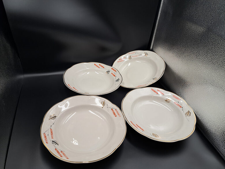 Zupas šķīvji d=24cm, Eleganta pusdienu servīze "ROKOKO", ar bērzu skariņām un zeltu, PFF  (Rokoko 218)