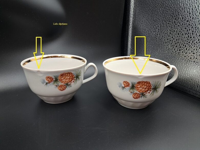 Krūzītes tējas "Māra" ar čiekuriem un zeltu, liels slīpējums (Māra tējas 244)