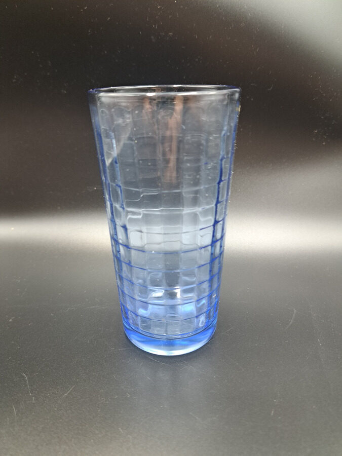 Vintāža gaiši zila stikla rūraina glāze, tilpums 300ml, h=13cm, Eiroopa (Stikla gl 400)