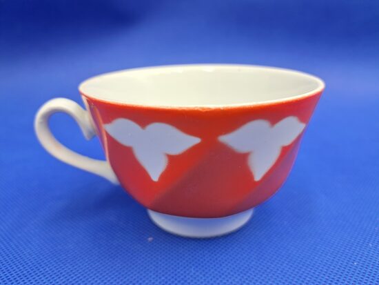 Oranža krūzīte ar baltām lapiņām, forma tējas "Viktorija", RPR (Viktorija t 196)