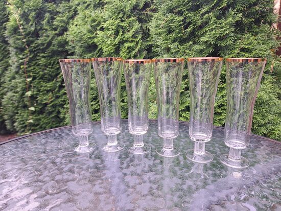 Eleganto stikla glāzīšu 100ml komplekts 6 personām ar zelta malu, Līvānu SF (Stikla gl 317)