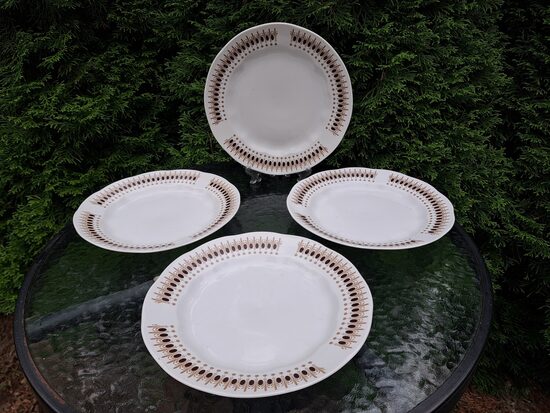 Otrā ēdiena šķīvji, pusdienu servīze "Ārija" ar reti sastopamu brūnu/bēšu dekolu, d=24cm, RPR (Ārija pusdienu 447)