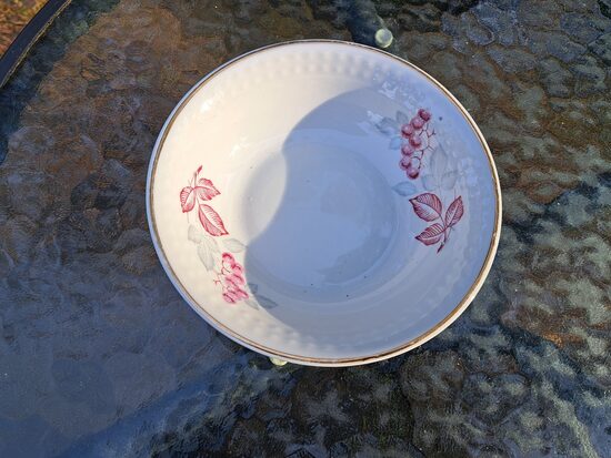 Salātu bļodiņa vidēja ar pīladžogām, reljefa  malu un zeltu, RPR. Diam.15,5cm, augstums ir 5cm (Citi pusd 289)