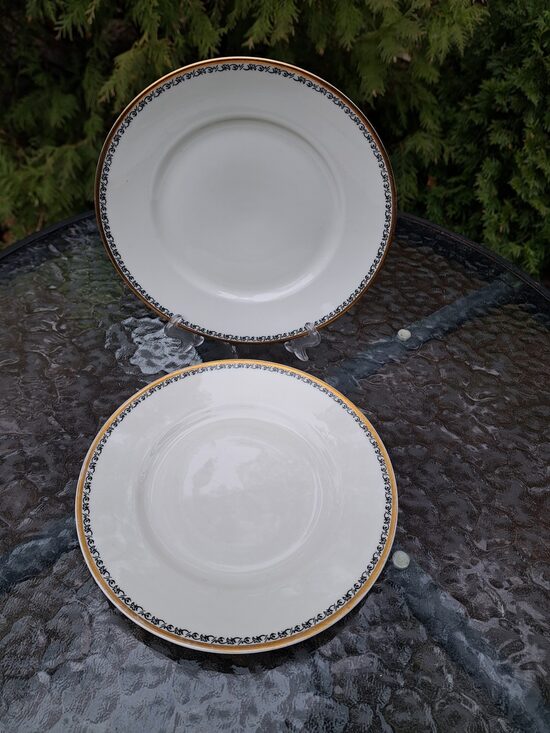 Eleganti salātu šķīvji ar melnu vainadziņu, zeltu, Kuzņecovs (Kuzņecovs 152)