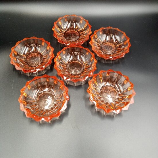 Izsmalcināts laškrāsas stikla ievārījuma komplekts 6 personām (Stikls sk 335)