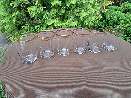 Lielo sulu glāžu 250ml ar zelta malu komplekts 6 personām (Stikla gl 479)