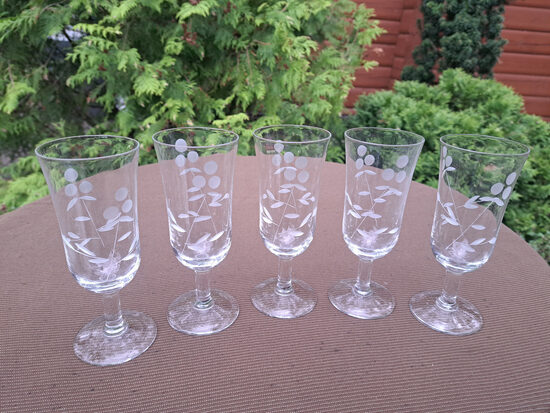 Elegantas šampanieša kristāla glāžu 125ml ar smalku rokas slīpēšanu komplekts 5 personām (Kristāls gl 160)