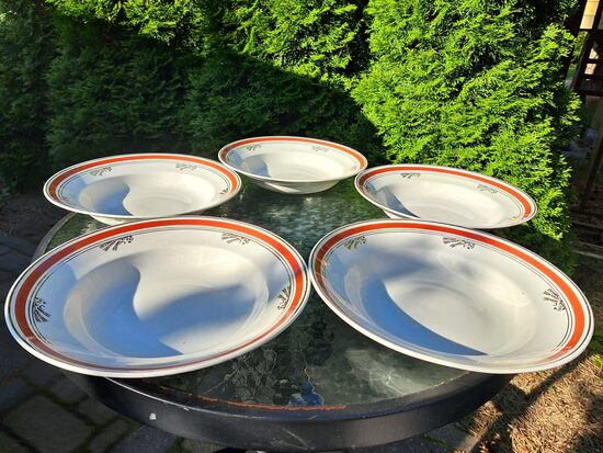 Šķīvji zupas ar bordo malu un zelta varpām, d=24cm, PFF (Gludā 170)