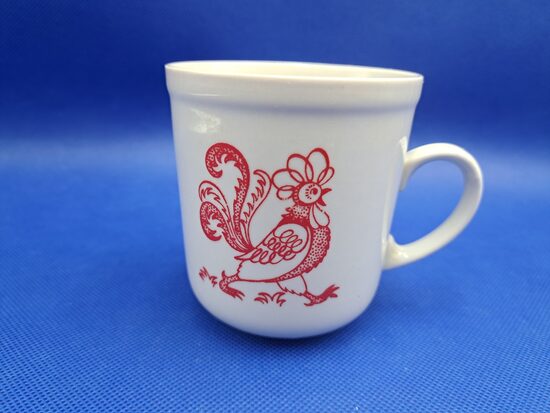 Bērnu krūzīte "Gailis", dekols sarkanā krāsā, RPR (Bērnu 129)