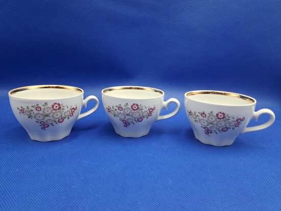 Kafijas krūzītes, kafijas servīze "Ārija" ar puķītēm un zeltu, RPR (Ārija kafijas 128)