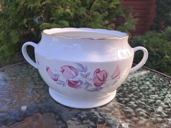 Terīne bez vāka, pusdienu servīze "Ārija" ar puķuzirņiem un zeltu, RPR (Ārija pusdienu 399)