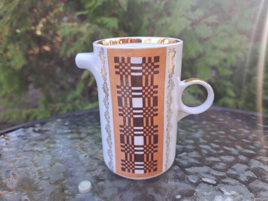 Mini kafijas servīzes kanniņa, tautisks raksts, zelts, RPR (Citi 359)