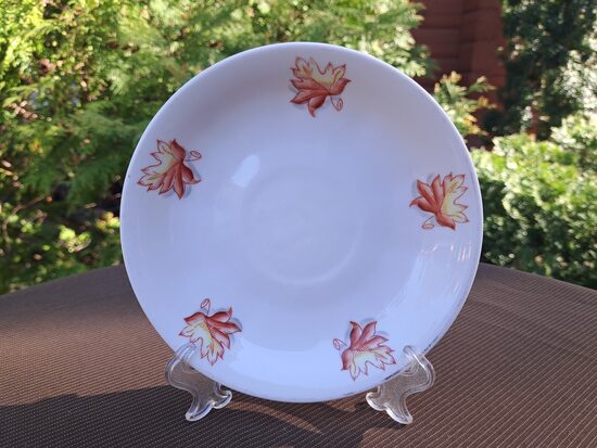 Tējas apkštase, tējas servīze "Rubenss" ar dzelteni oranžām kļavu lapām, rokas gleznojums, PFF (Rubenss 127)