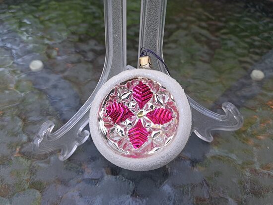 Prožektors sudraba ar rozā sniegpārsliņu, h=6cm (Egle lprožektors 12)