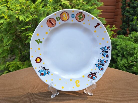 Bērnu otrā ēdiena šķīvis d=20cm ar cipariem, RPR. Forma "Ārija" (Bērnu 144)