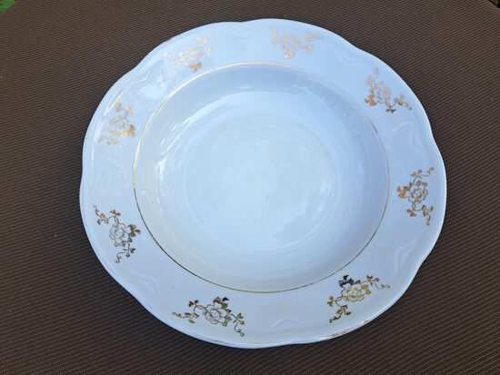 Zupas šķīvis d=24cm, pusdienu servīze ROKOKO, ar zelta rozēm, RPF (Rokoko 208)