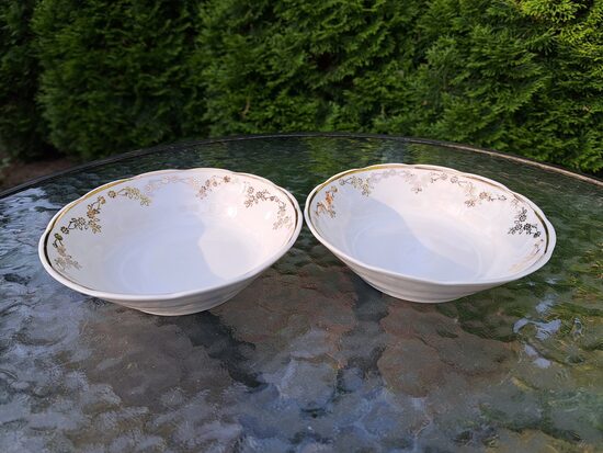 Bļodiņas balts ar zelta vainagu, d=13,7cm, h=3,5cm, RPR (Citi pusd 299)