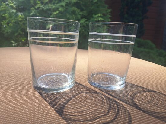 Elegantas sulas glāzes, 250ml, ar 2 horizontālām baltām strīpām (Stikla gl 306)