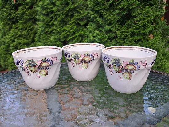 Krūzes/bļodiņas no kompota servīzes ar erkšķogām un zelta avilkumu, RPR (Kompota 26)