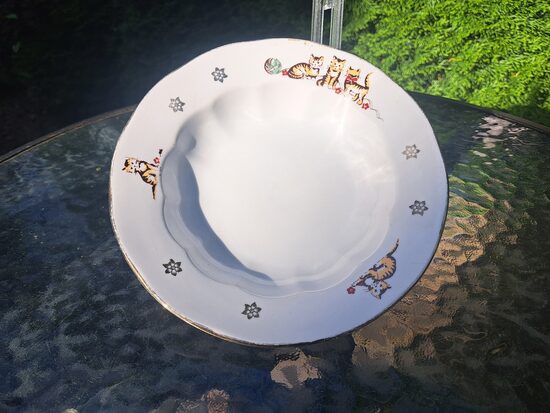 Vintāžs bērnu zupas šķīvis "Kaķi", RPR, 80.-ie gadi (Bērnu 152)