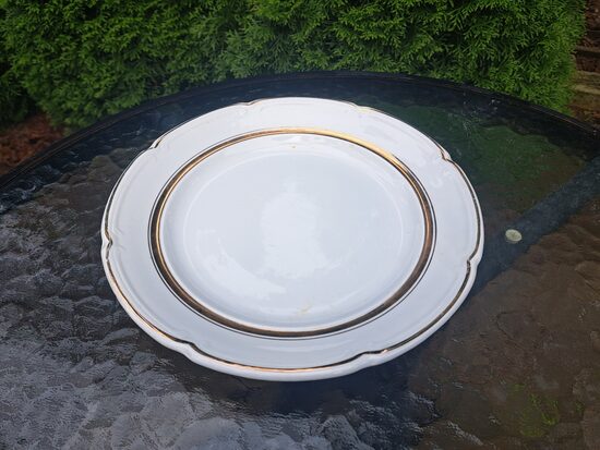 Otrā ēdiena šķīvis 24cm, fajanss, zelts, viļņaina mala, ZIK (Citi rpt 43)