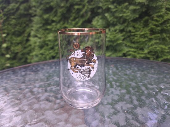 Sulas glāze caurspīdīga ar zelta malu "Lauva", Latvijas stikls (Stikla gl 312)