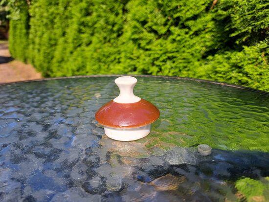 Vāciņš kafijas kannas/cukurtrauka, kafijas servīze "Ārija" ar brūnu dekolu, RPR (Ārija kafijas 154)