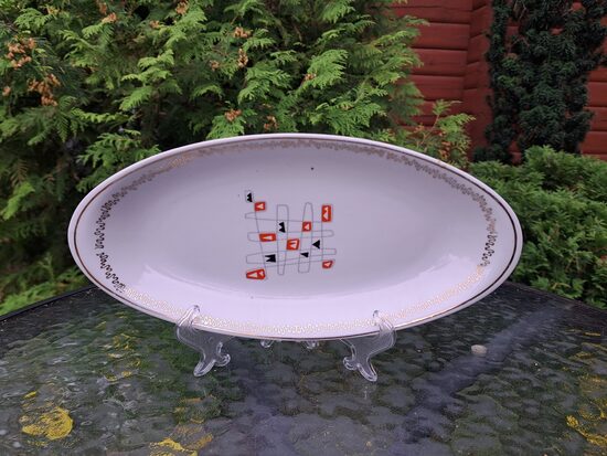 Garenais šķīvis, pusdienu servīze "Spīdola" ar rūtaino dekolu (Spīdola 38)