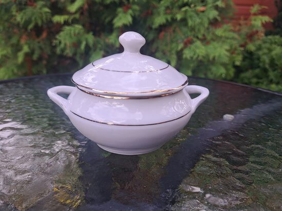 Rokoko krējuma/cukurtrauks, pusdienu servīze "ROKOKO", balts ar zeltu, RPF (Rokoko 217)