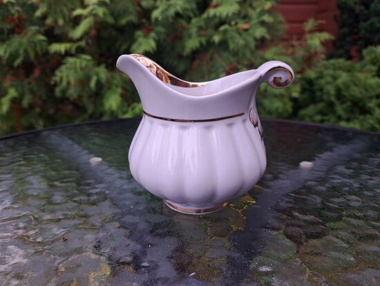 Eleganta krējuma kanniņa, balta ar zeltu (Korosten 67)